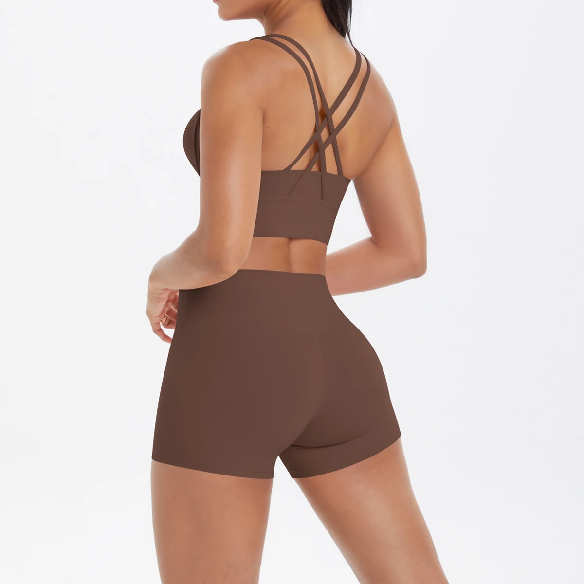 2-Piece Yoga & Fitness Set – Shock-Absorbing Sports Bra + High-Waist Gym Shorts