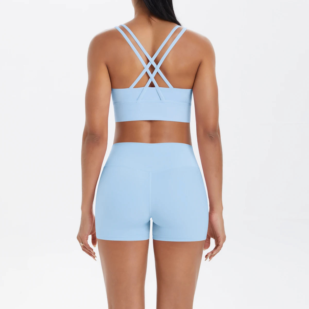 2-Piece Yoga & Fitness Set – Shock-Absorbing Sports Bra + High-Waist Gym Shorts