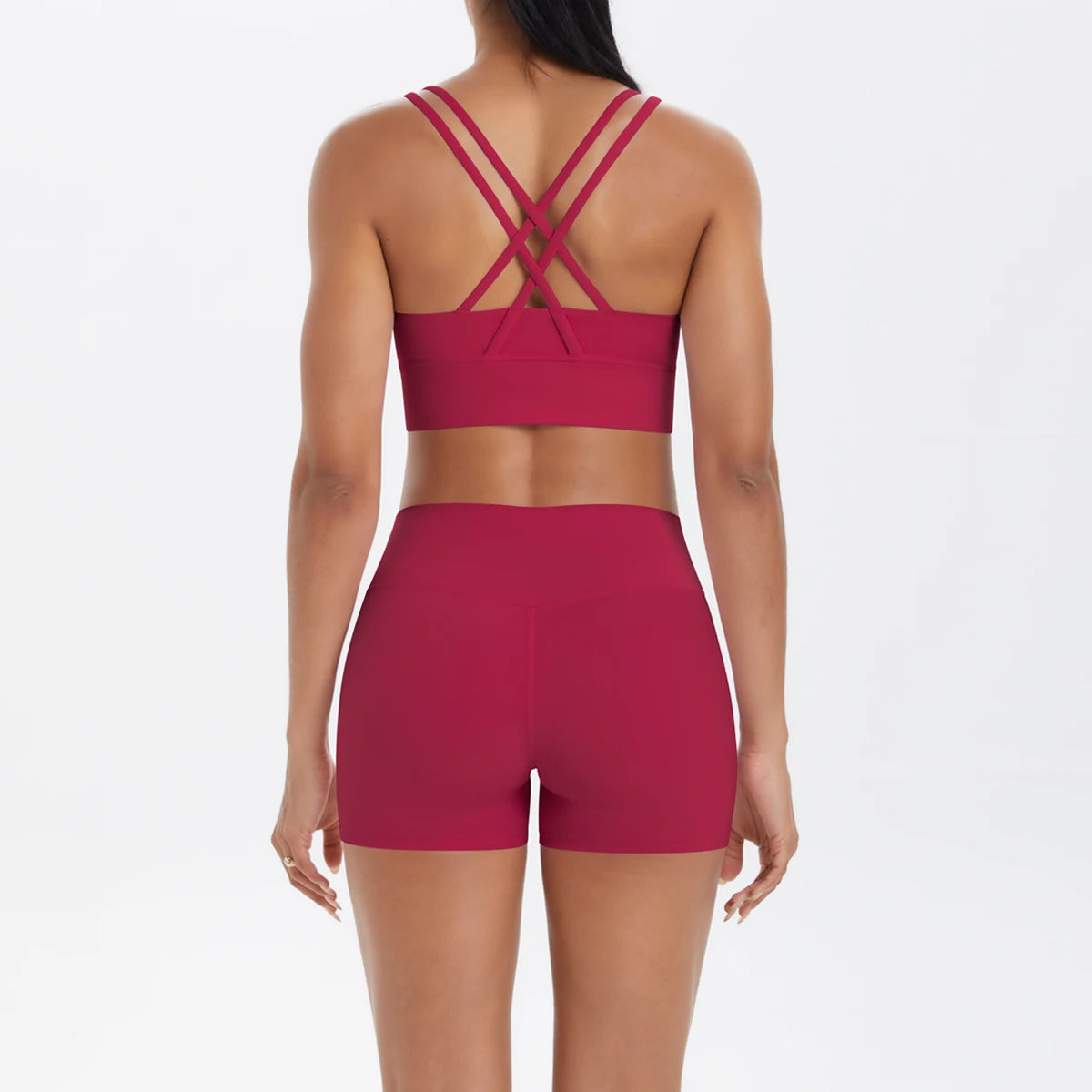 2-Piece Yoga & Fitness Set – Shock-Absorbing Sports Bra + High-Waist Gym Shorts