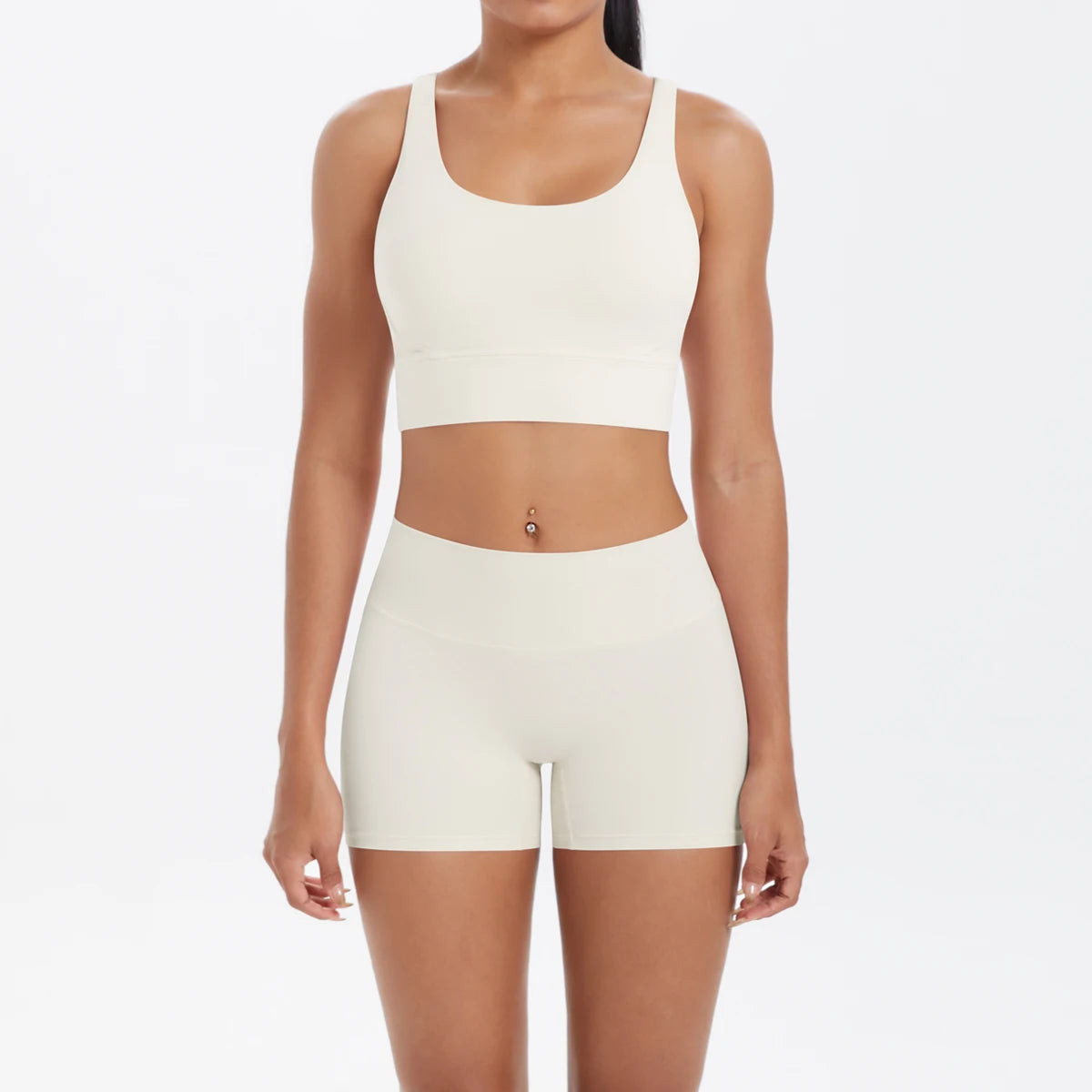 2-Piece Yoga & Fitness Set – Shock-Absorbing Sports Bra + High-Waist Gym Shorts