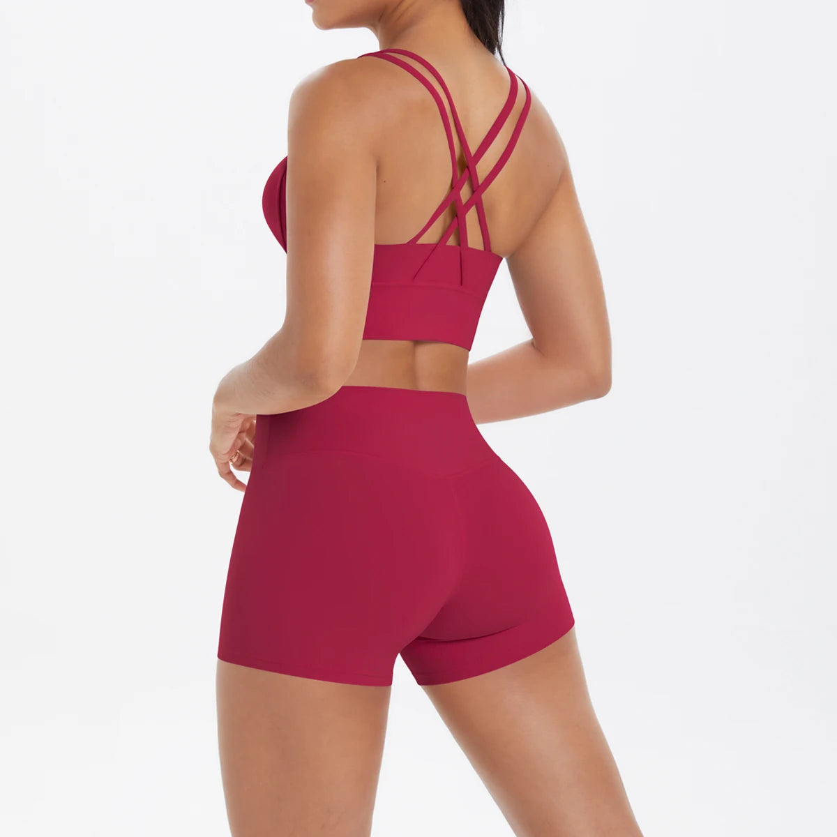 2-Piece Yoga & Fitness Set – Shock-Absorbing Sports Bra + High-Waist Gym Shorts