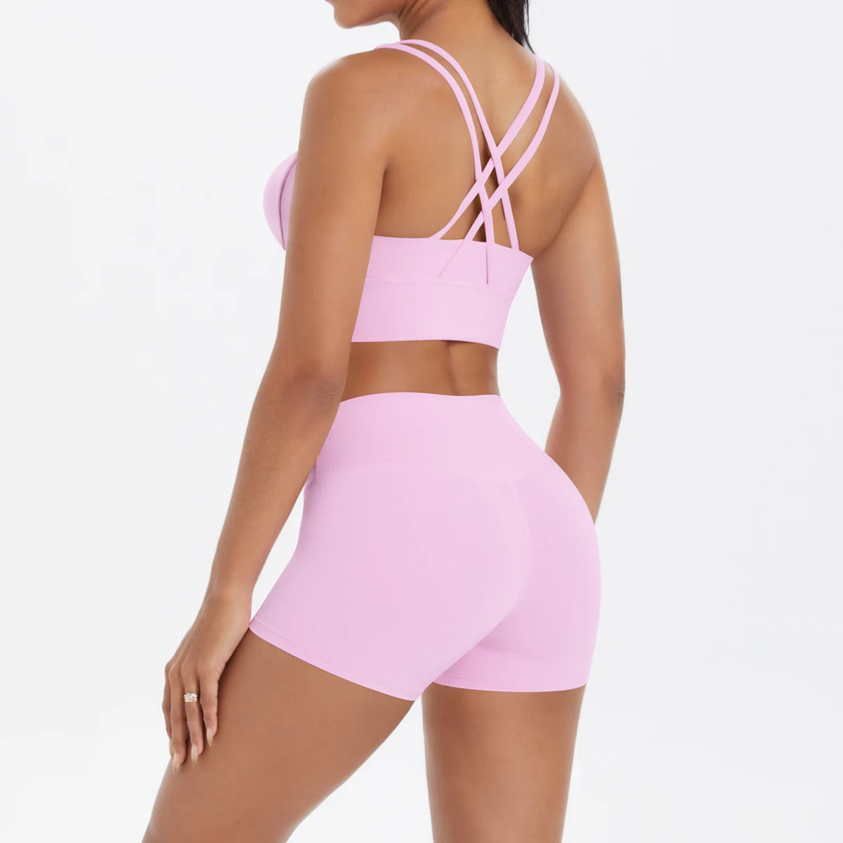 2-Piece Yoga & Fitness Set – Shock-Absorbing Sports Bra + High-Waist Gym Shorts