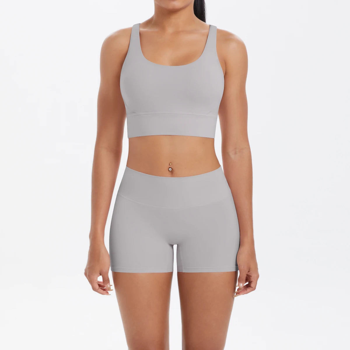 2-Piece Yoga & Fitness Set – Shock-Absorbing Sports Bra + High-Waist Gym Shorts
