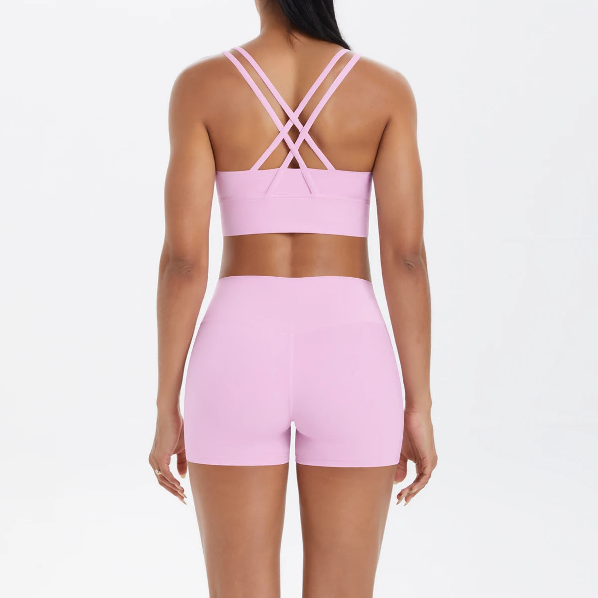 2-Piece Yoga & Fitness Set – Shock-Absorbing Sports Bra + High-Waist Gym Shorts