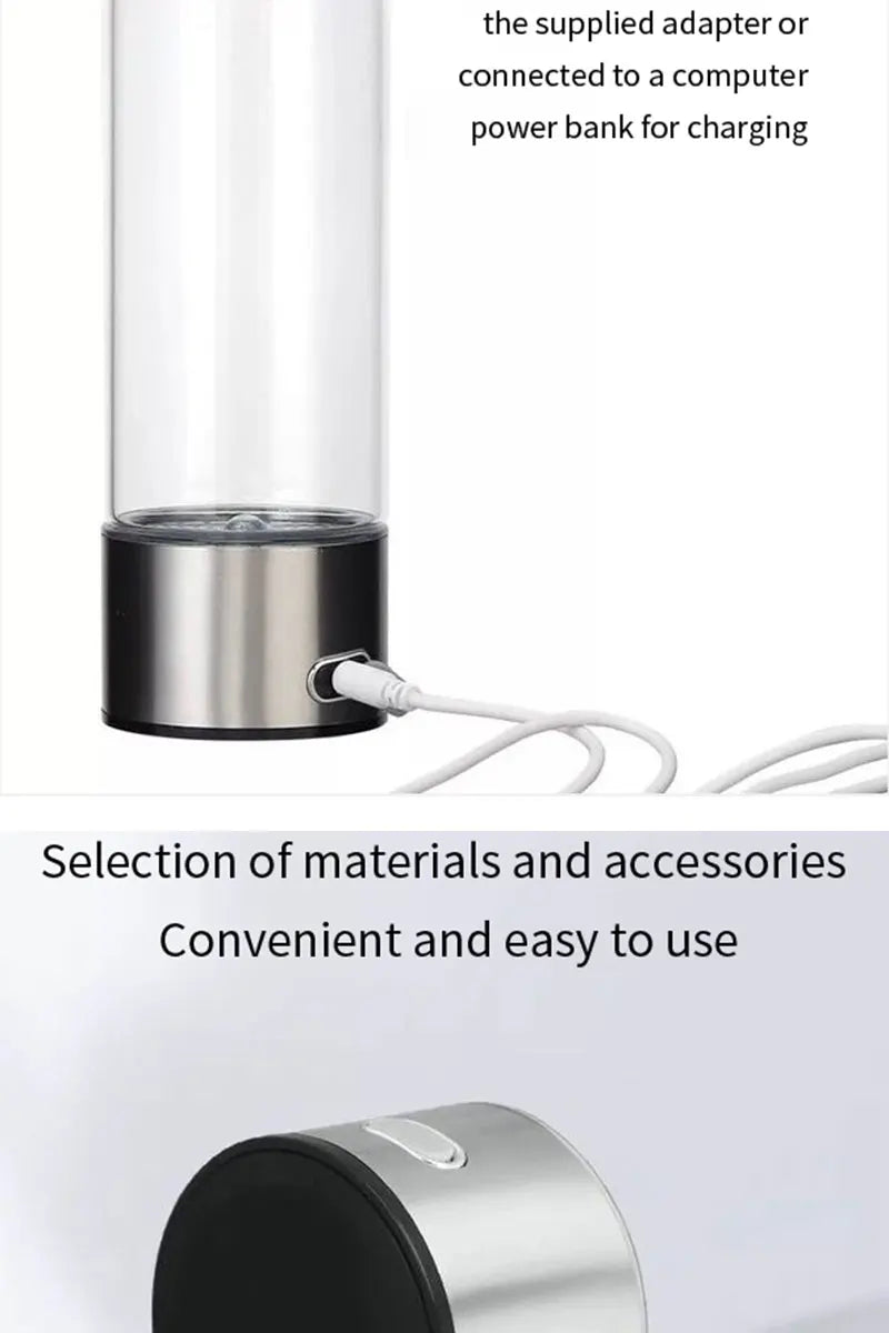Glow & Go Hydrogen-Rich Water Bottle – USB Rechargeable Wellness Cup with Titanium Filter