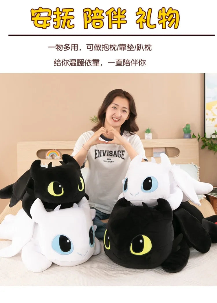 Night & Light Dragon Plush – 40cm Lying Stuffed Toy (Toothless Style)