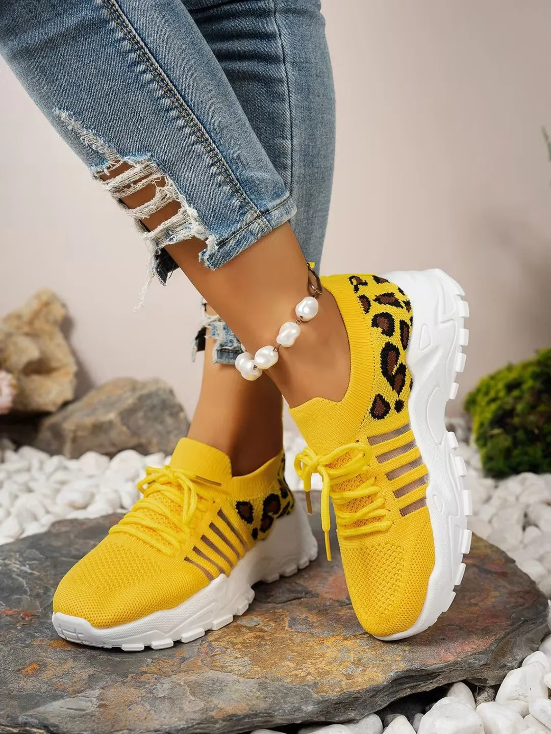 Women's 2025 Leopard Print Mesh Sneakers – Lightweight, Breathable & Stylish Casual Sports Shoes