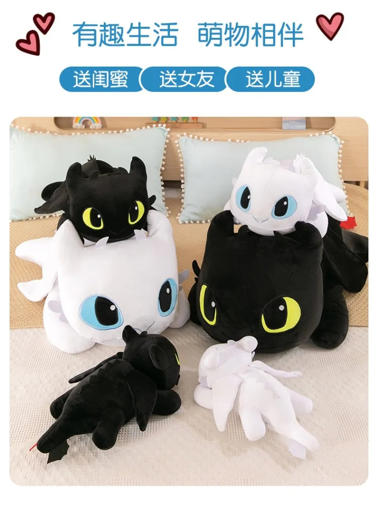 Night & Light Dragon Plush – 40cm Lying Stuffed Toy (Toothless Style)
