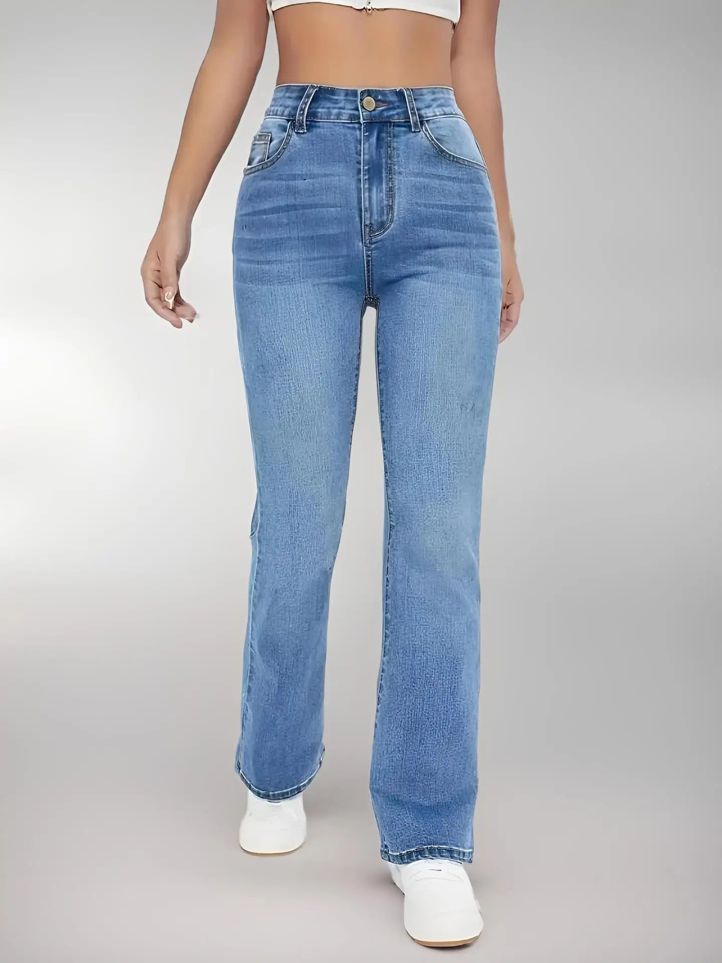 Gracefully Sleek High-Waist Slim Fit Jeans – Light Blue