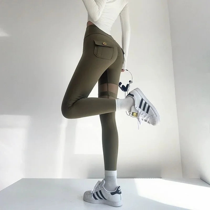 High Waist Mesh Pocket Gym Leggings | Breathable & Stretchy | Different Colors to Choose From