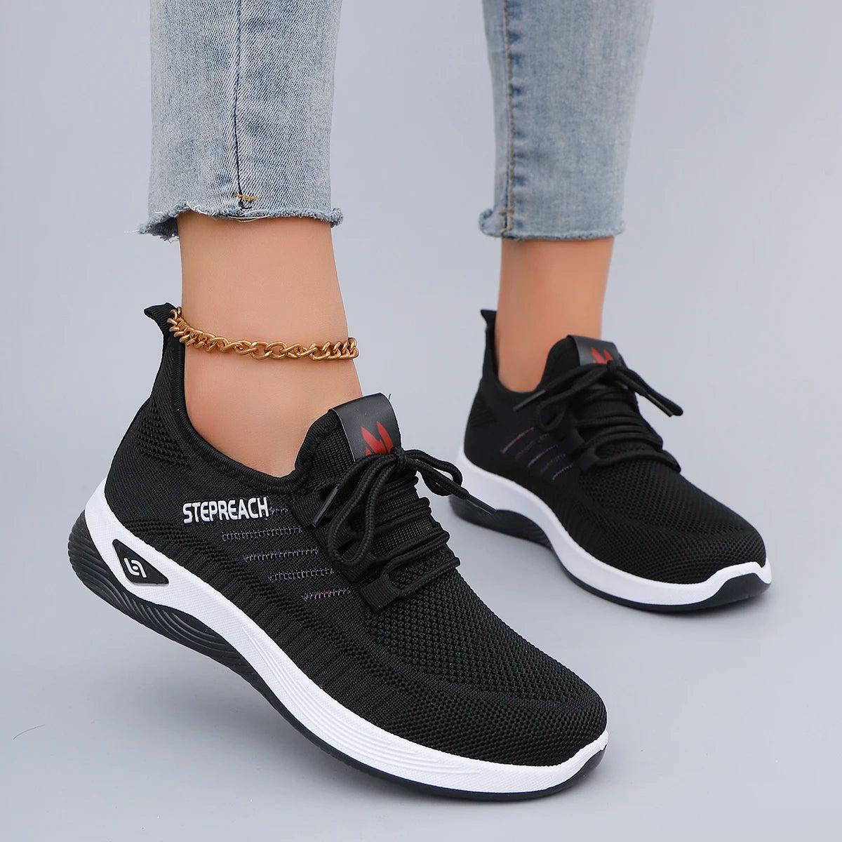 Spring & Autumn Women’s Casual Lace-Up Sneakers – Comfortable, Breathable, Lightweight & Wear-Resistant Sports Shoes