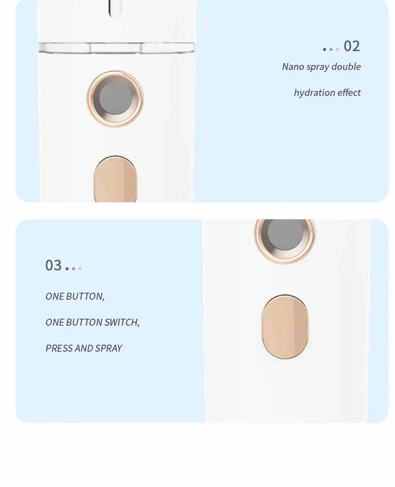 Gracefully Glowing Mini Nano Facial Mister – Hydrating Mist Steamer