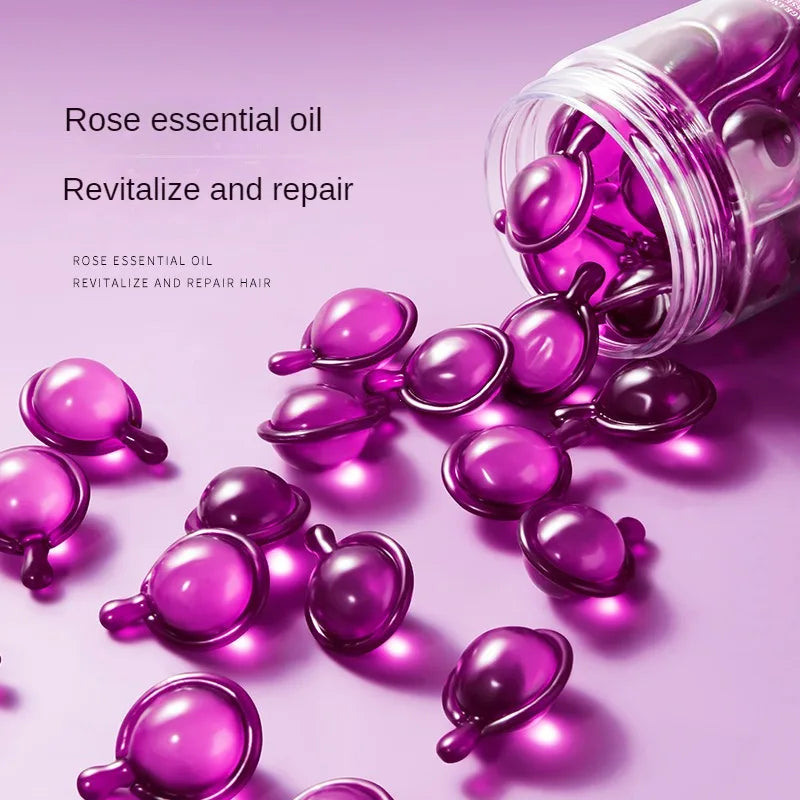 Gracefully Glowing Daily Hair Shine Capsules – Rose & Keratin Repair (30pcs)