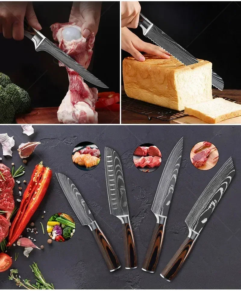 Gracefully Sharp™ Damascus-Style Chef Knife – Roast Ready Edition