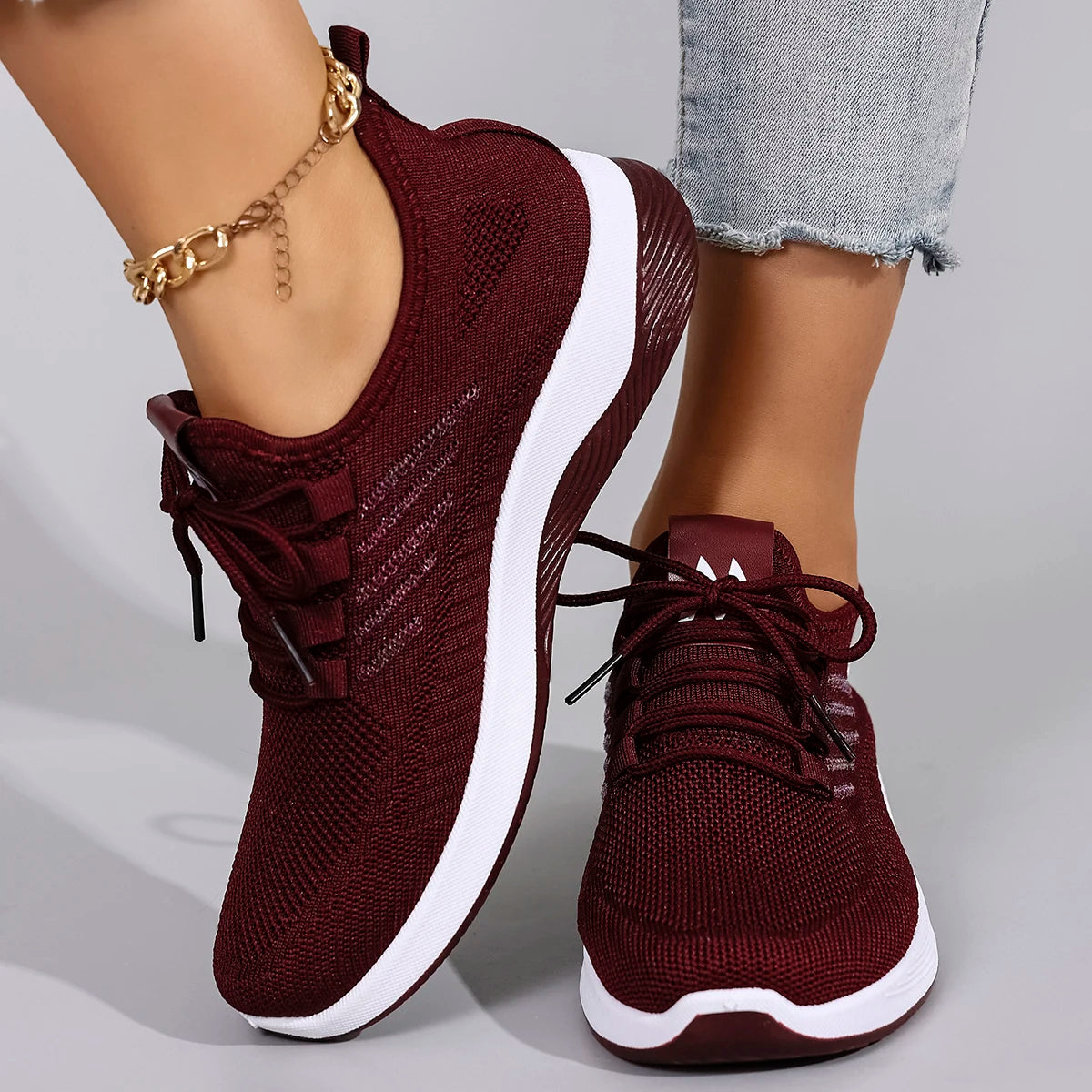 Spring & Autumn Women’s Casual Lace-Up Sneakers – Comfortable, Breathable, Lightweight & Wear-Resistant Sports Shoes