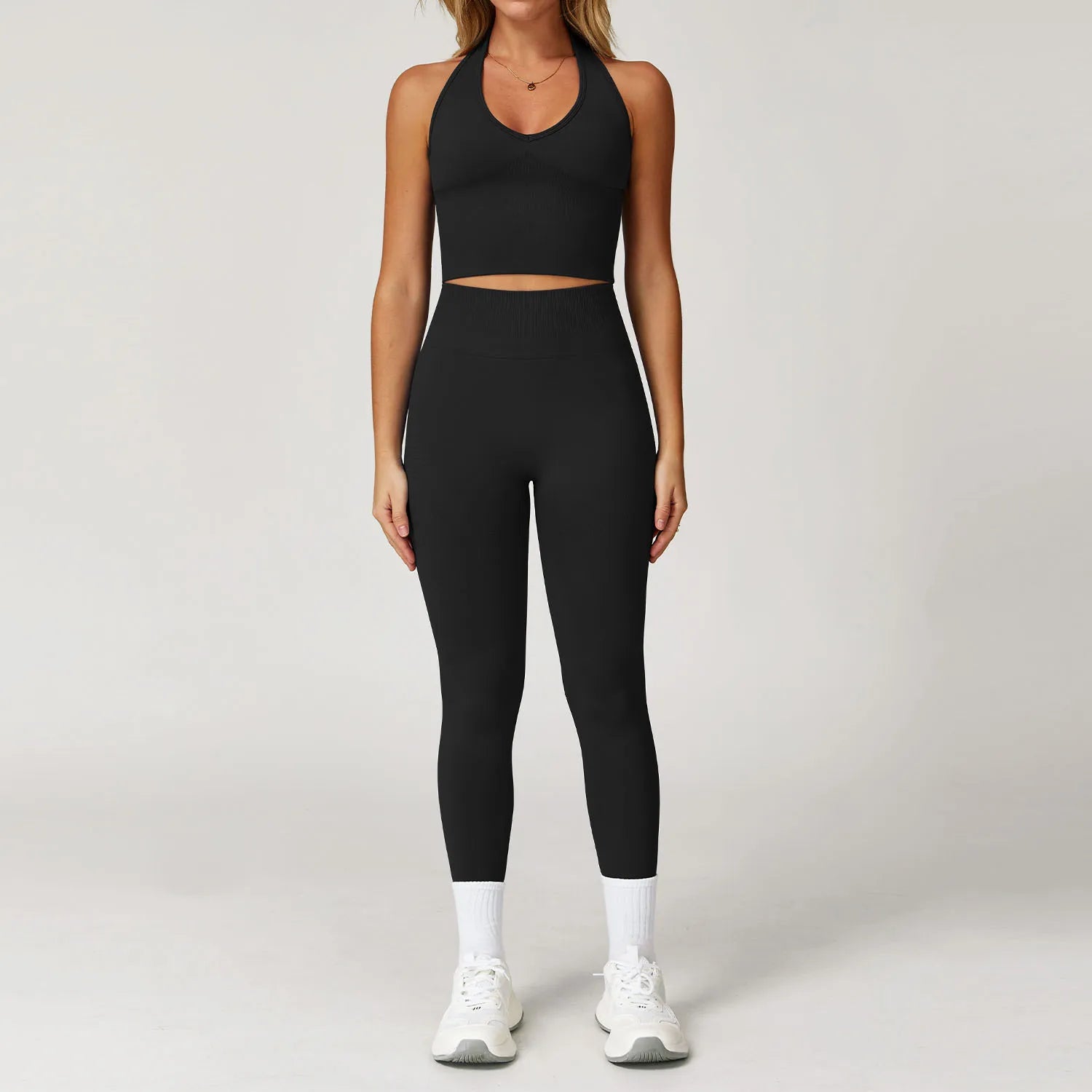 Glow & Go Seamless Women’s 2/3-Piece Gym Set – Long Sleeve Top, Sports Bra & High-Waist Leggings – Different Colors