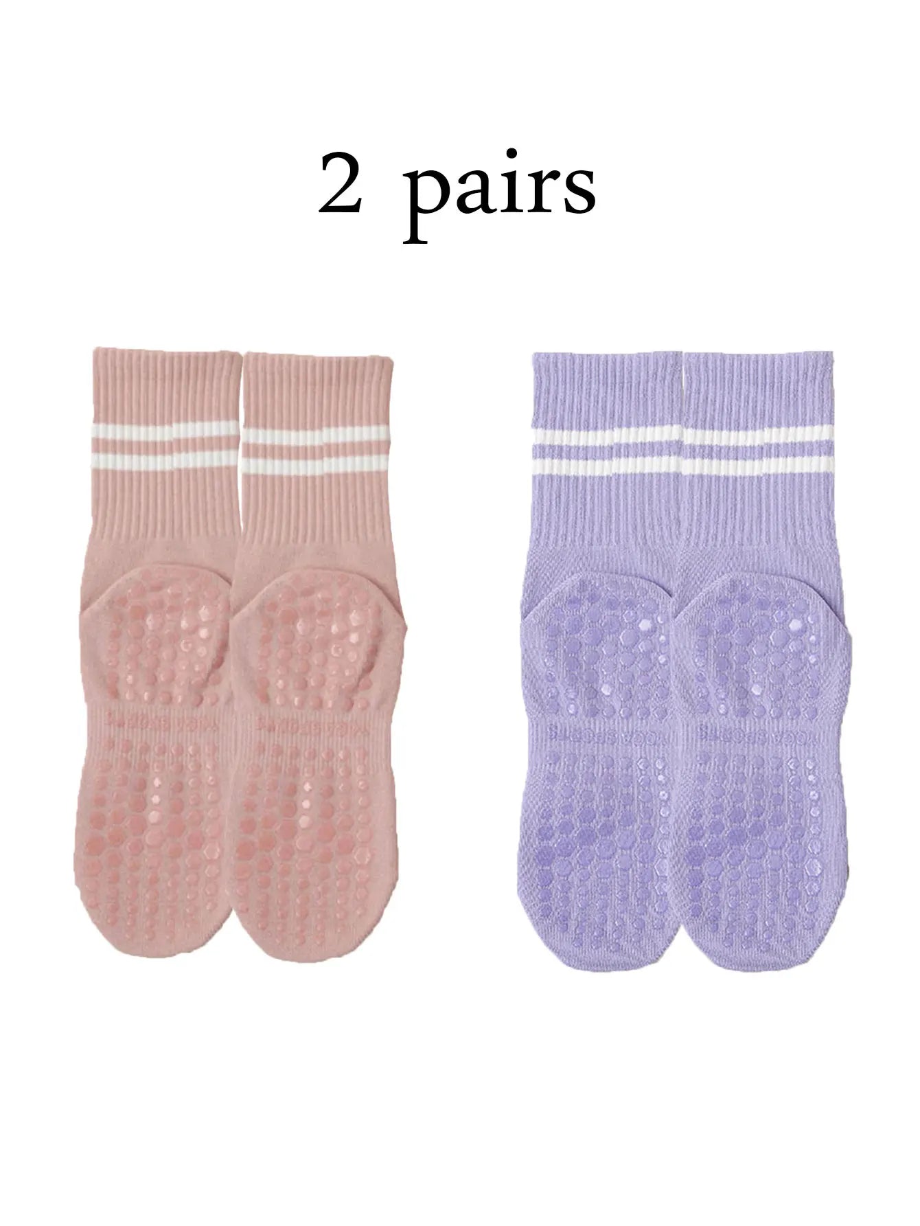 Glow & Go Non-Slip Pilates & Yoga Socks – 4 Pairs with Grips for Stability and Comfort