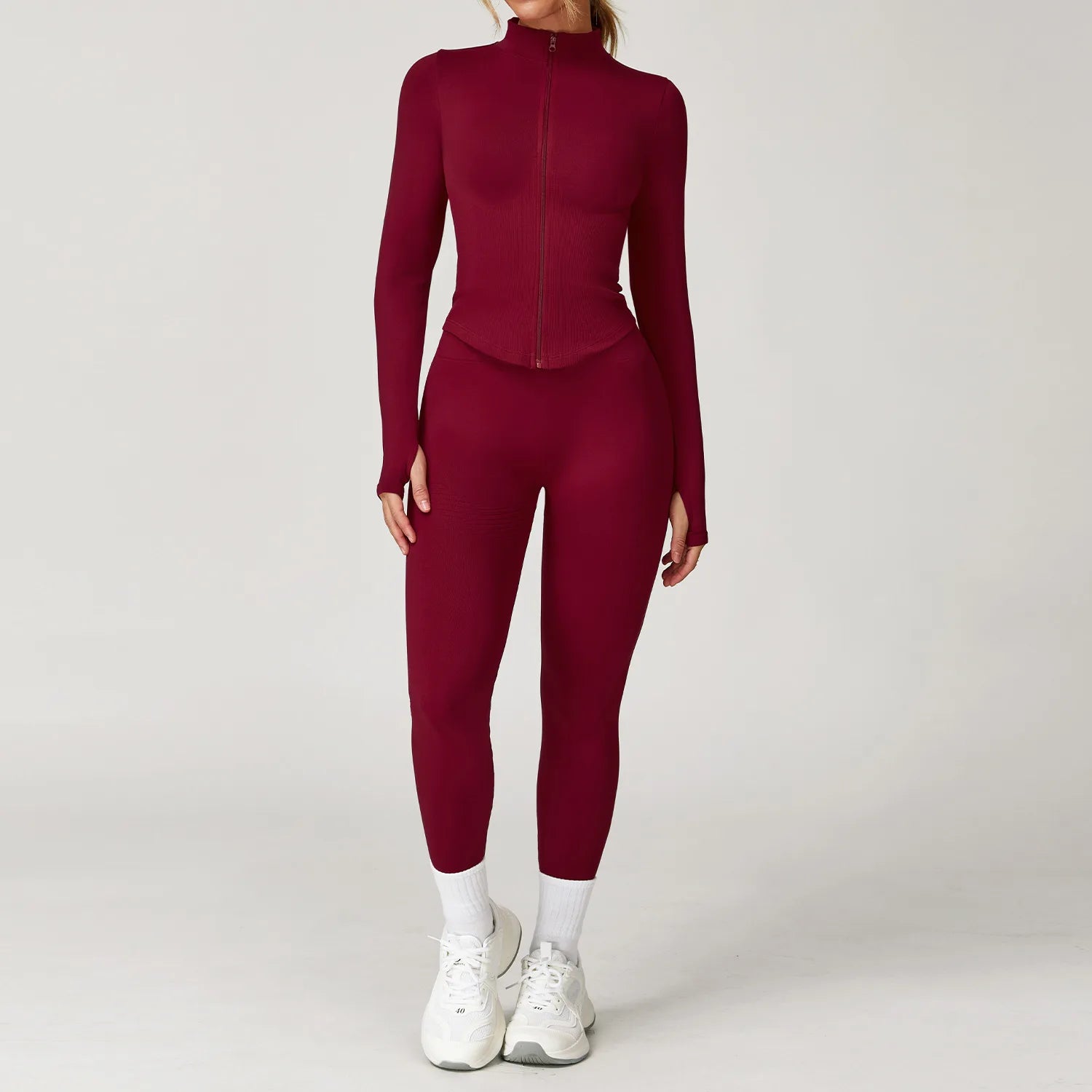 Glow & Go Seamless Women’s 2/3-Piece Gym Set – Long Sleeve Top, Sports Bra & High-Waist Leggings – Different Colors