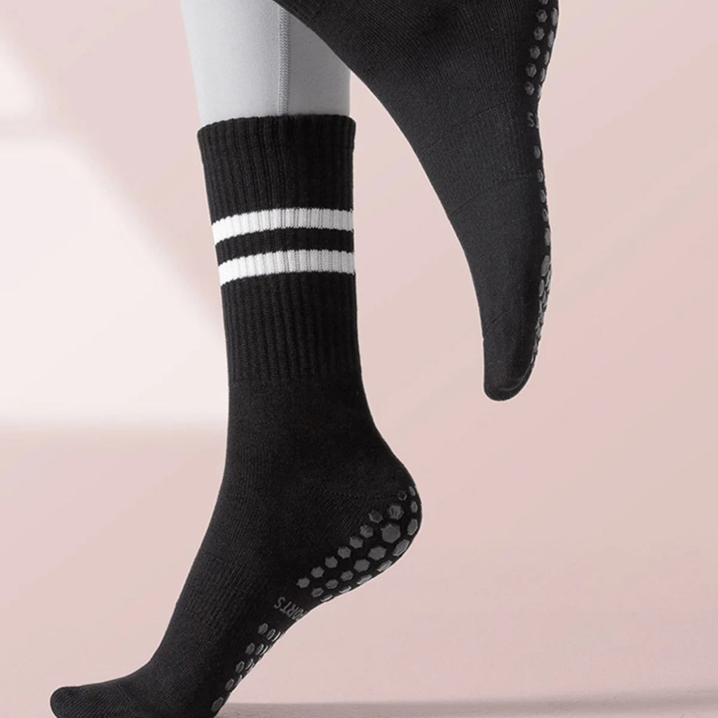 Glow & Go Non-Slip Pilates & Yoga Socks – 4 Pairs with Grips for Stability and Comfort