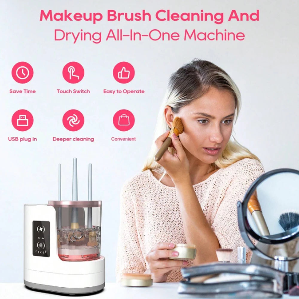 Gracefully Glowing™ Electric Makeup Brush Cleaner – Quick-Dry Automatic Cleaning Tool for Brushes & Sponges