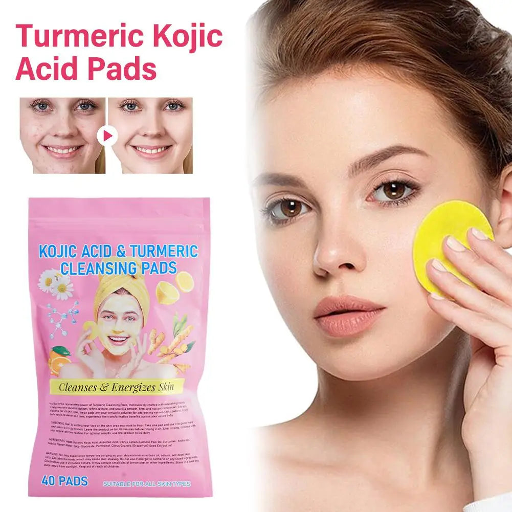 Gracefully Glowing™ Kojic Acid & Turmeric Exfoliating Cleansing Pads – Brighten, Clarify & Smooth (40 Pads)