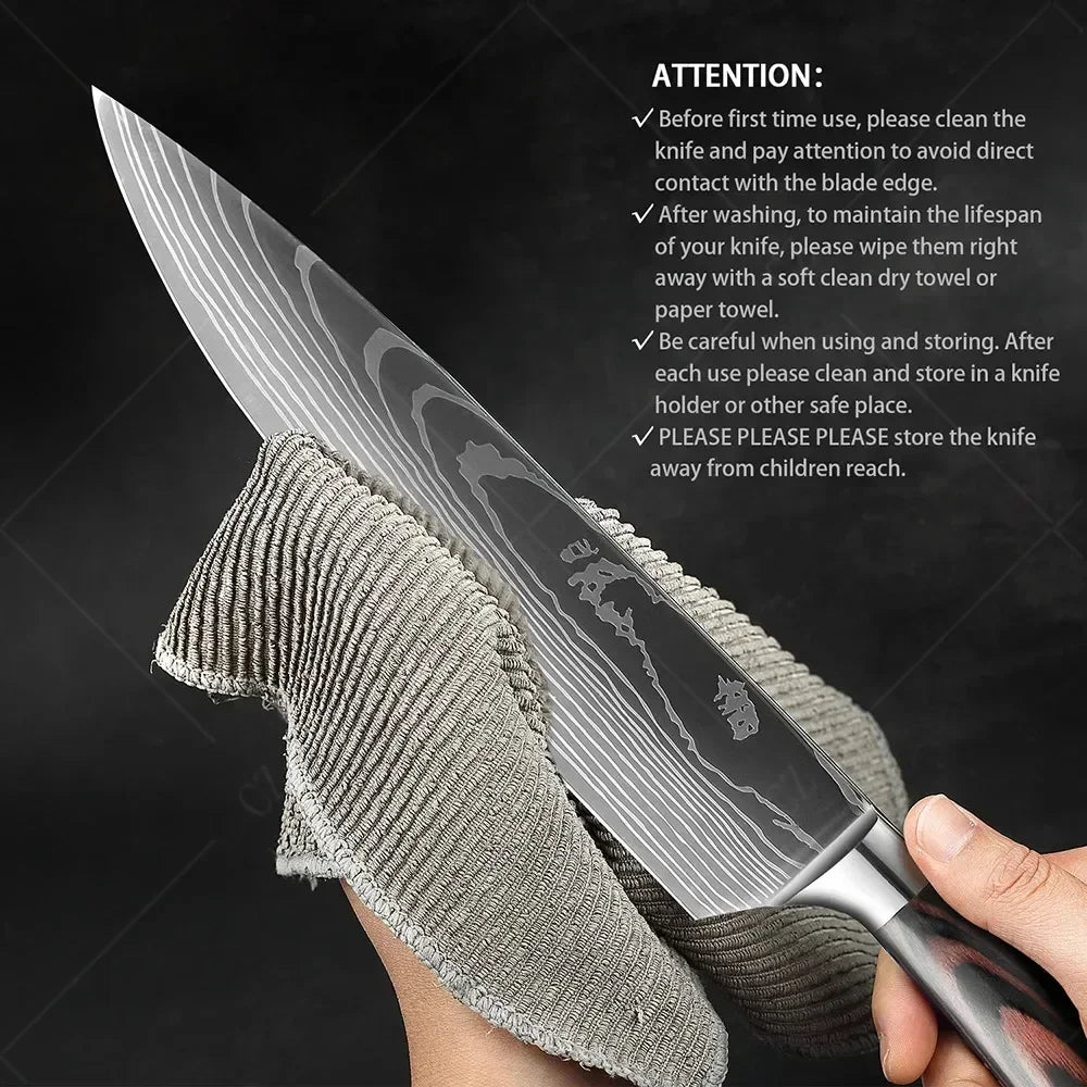 Gracefully Sharp™ Damascus-Style Chef Knife – Roast Ready Edition