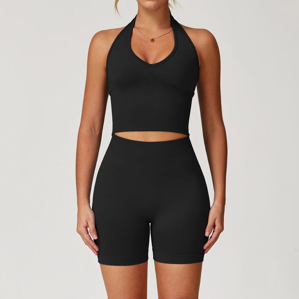 Glow & Go Seamless Women’s 2/3-Piece Gym Set – Long Sleeve Top, Sports Bra & High-Waist Leggings – Different Colors