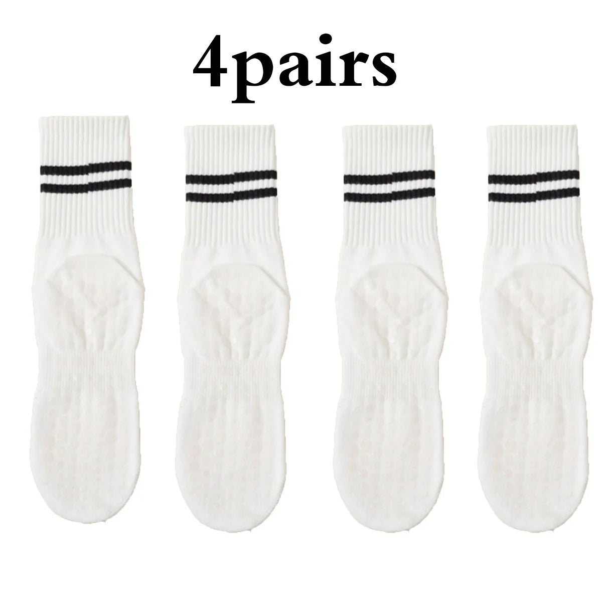 Glow & Go Non-Slip Pilates & Yoga Socks – 4 Pairs with Grips for Stability and Comfort
