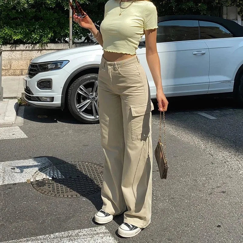 Gracefully Streetwise Apricot Cargo Pants – Cotton Blend
