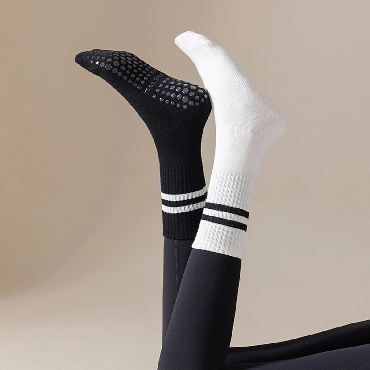 Glow & Go Non-Slip Pilates & Yoga Socks – 4 Pairs with Grips for Stability and Comfort