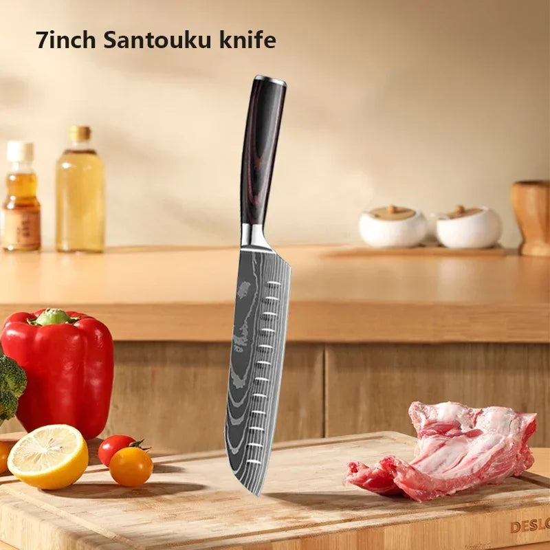 Gracefully Sharp™ Damascus-Style Chef Knife – Roast Ready Edition