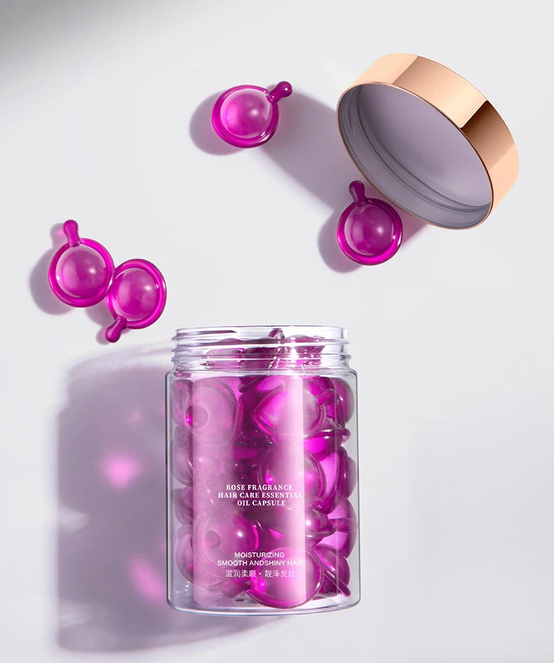 Gracefully Glowing Daily Hair Shine Capsules – Rose & Keratin Repair (30pcs)