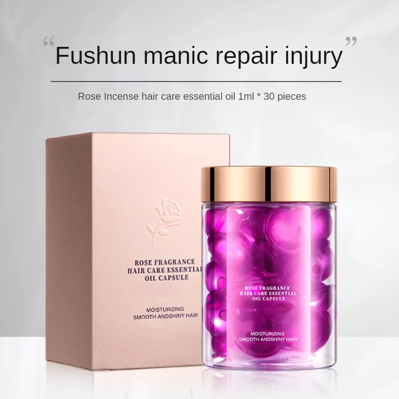 Gracefully Glowing Daily Hair Shine Capsules – Rose & Keratin Repair (30pcs)