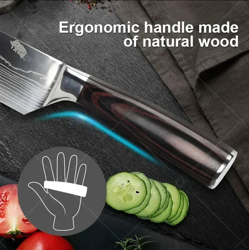 Gracefully Sharp™ Damascus-Style Chef Knife – Roast Ready Edition