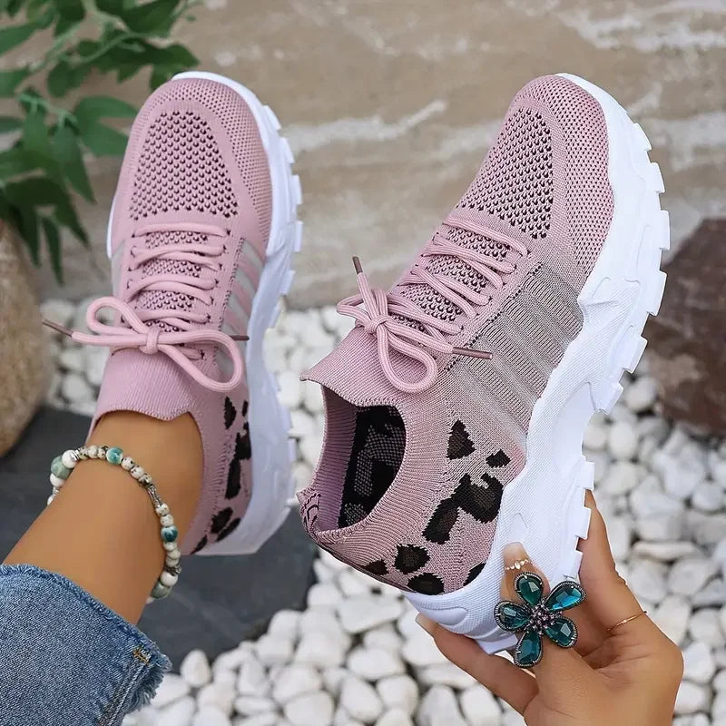 Women's 2025 Leopard Print Mesh Sneakers – Lightweight, Breathable & Stylish Casual Sports Shoes