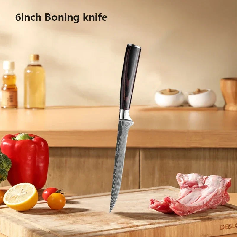 Gracefully Sharp™ Damascus-Style Chef Knife – Roast Ready Edition