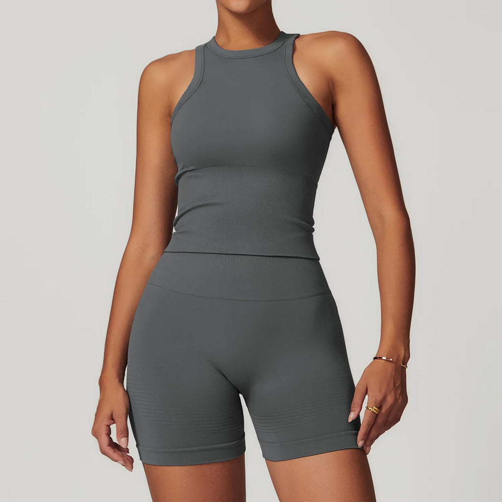 Glow & Go Seamless Women’s 2/3-Piece Gym Set – Long Sleeve Top, Sports Bra & High-Waist Leggings – Different Colors