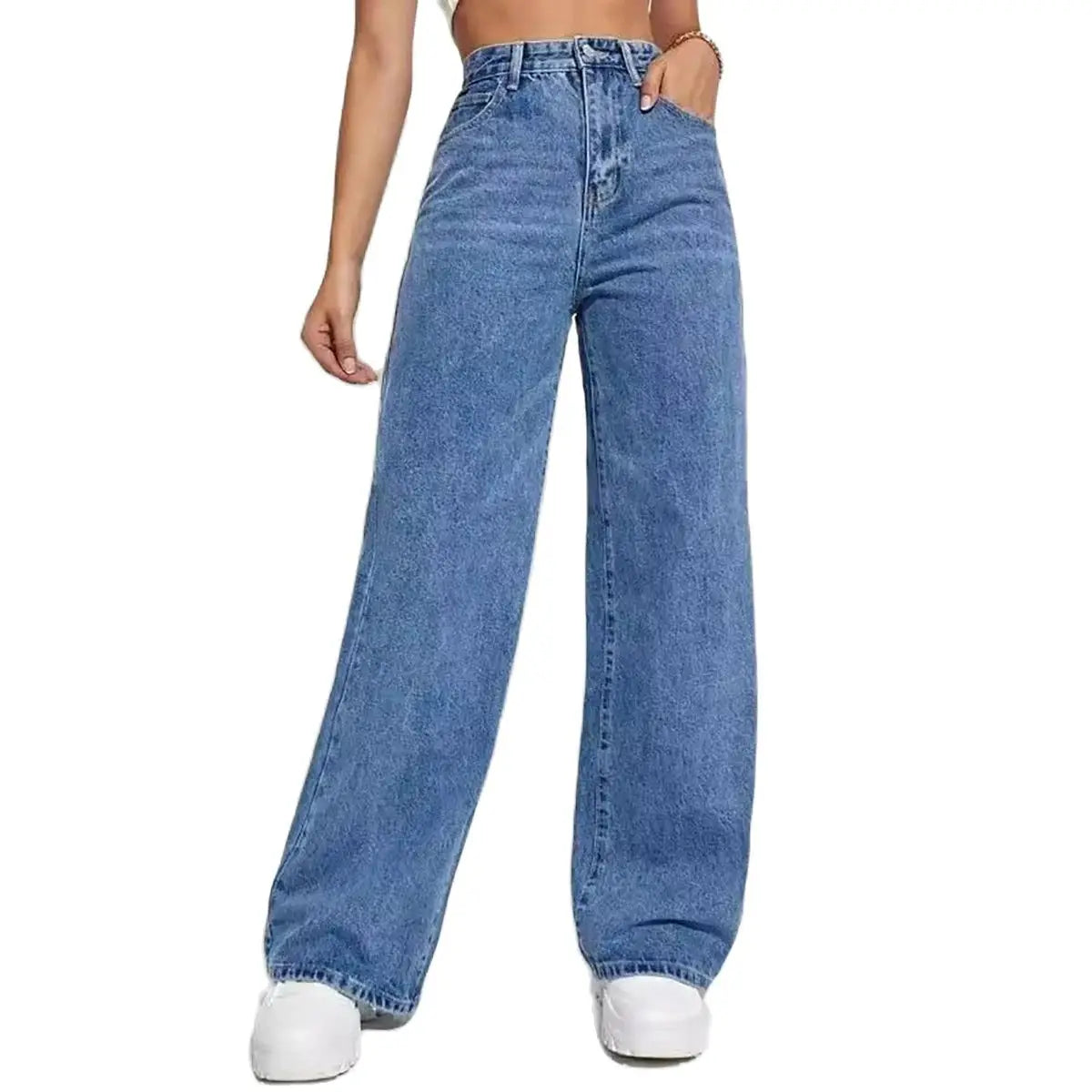 Gracefully Casual Wide-Leg Denim – Deep Blue Edition