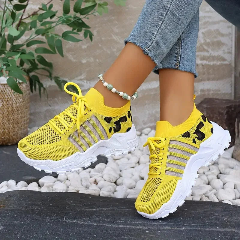 Women's 2025 Leopard Print Mesh Sneakers – Lightweight, Breathable & Stylish Casual Sports Shoes