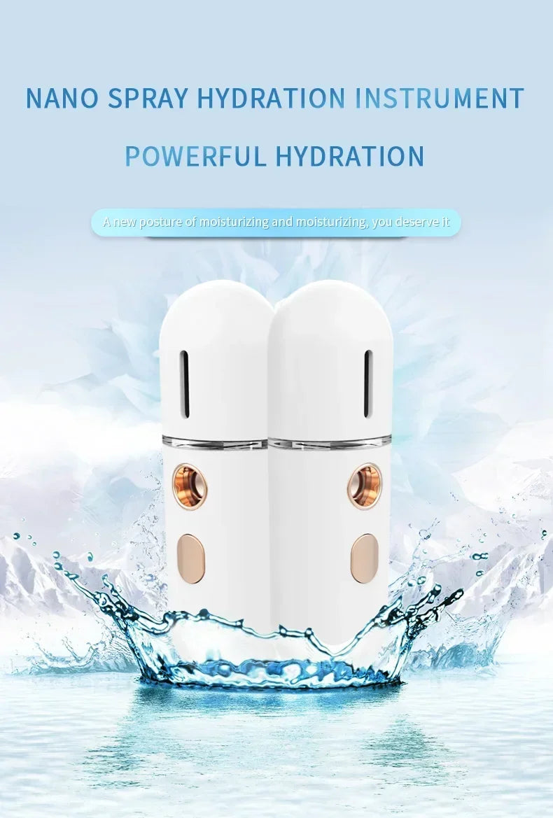 Gracefully Glowing Mini Nano Facial Mister – Hydrating Mist Steamer