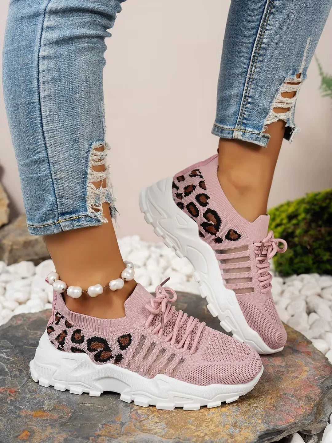 Women's 2025 Leopard Print Mesh Sneakers – Lightweight, Breathable & Stylish Casual Sports Shoes