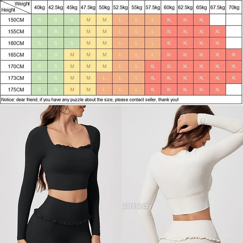 Women’s Long Sleeve Yoga & Pilates Top – Pink Fitness Shirt with Ruffle Detail