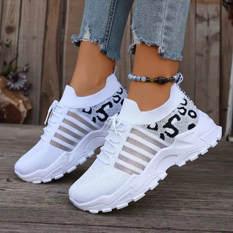 Women's 2025 Leopard Print Mesh Sneakers – Lightweight, Breathable & Stylish Casual Sports Shoes
