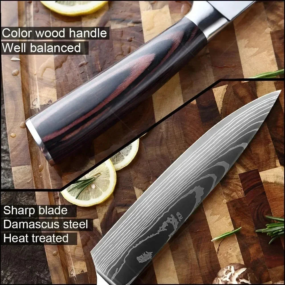 Gracefully Sharp™ Damascus-Style Chef Knife – Roast Ready Edition