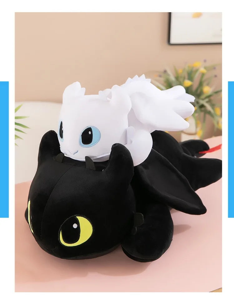 Night & Light Dragon Plush – 40cm Lying Stuffed Toy (Toothless Style)