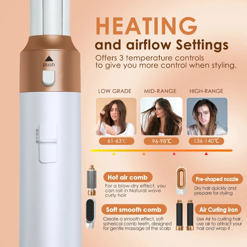 ✨ 5-in-1 Hair Styling Set – Volume, Curls & Shine Without the Heat Damage