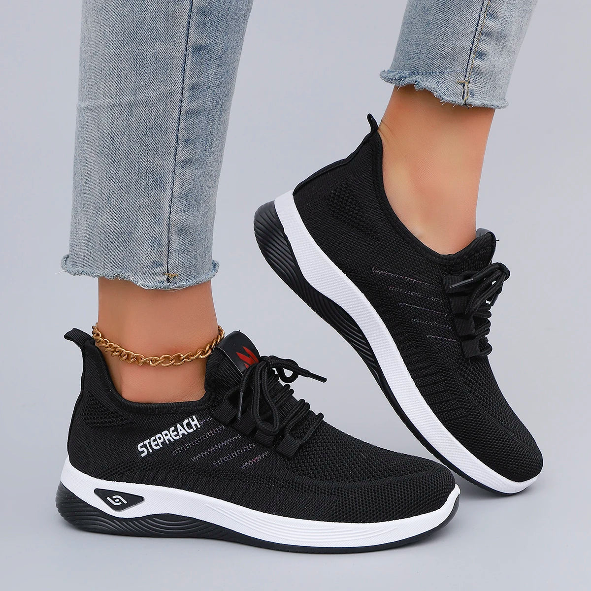 Spring & Autumn Women’s Casual Lace-Up Sneakers – Comfortable, Breathable, Lightweight & Wear-Resistant Sports Shoes