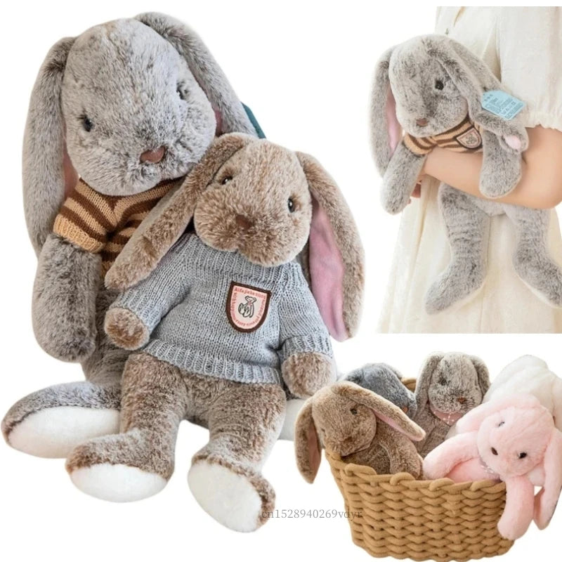 Big Ear Bunny Plush – Soft Stuffed Rabbit in Sweater (35cm / 45cm)
