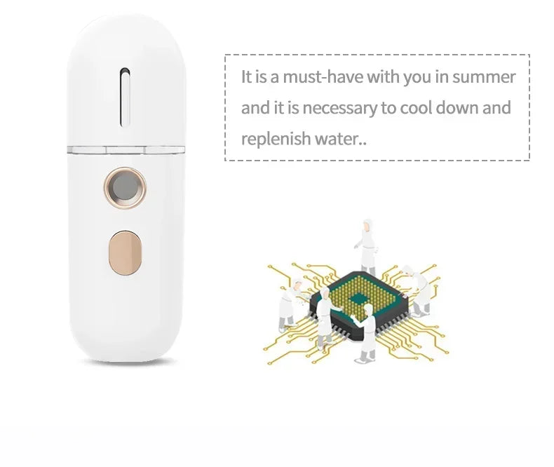 Gracefully Glowing Mini Nano Facial Mister – Hydrating Mist Steamer