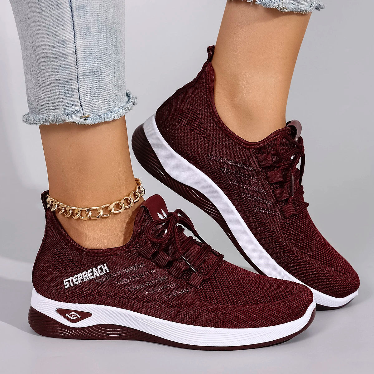 Spring & Autumn Women’s Casual Lace-Up Sneakers – Comfortable, Breathable, Lightweight & Wear-Resistant Sports Shoes
